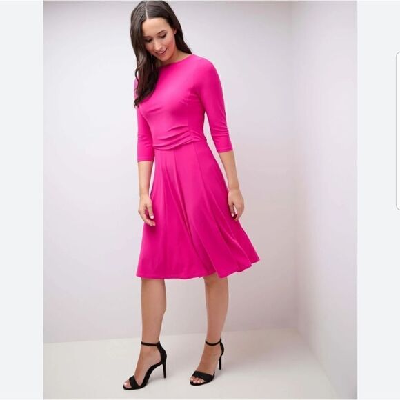 Rekucci Women's Flippy Fit N' Flare Dress with 3/4 Sleeves - Picture 1 of 14